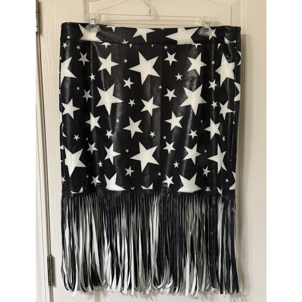 Lucky & Blessed Stars Mini Skirt With Fringe - Picture 2 of 3
